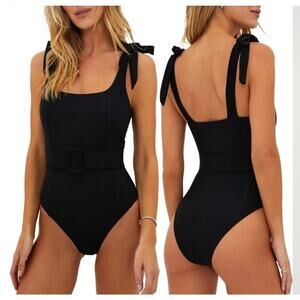 Beach Riot Black Ribbed Sydney One Piece S NWT